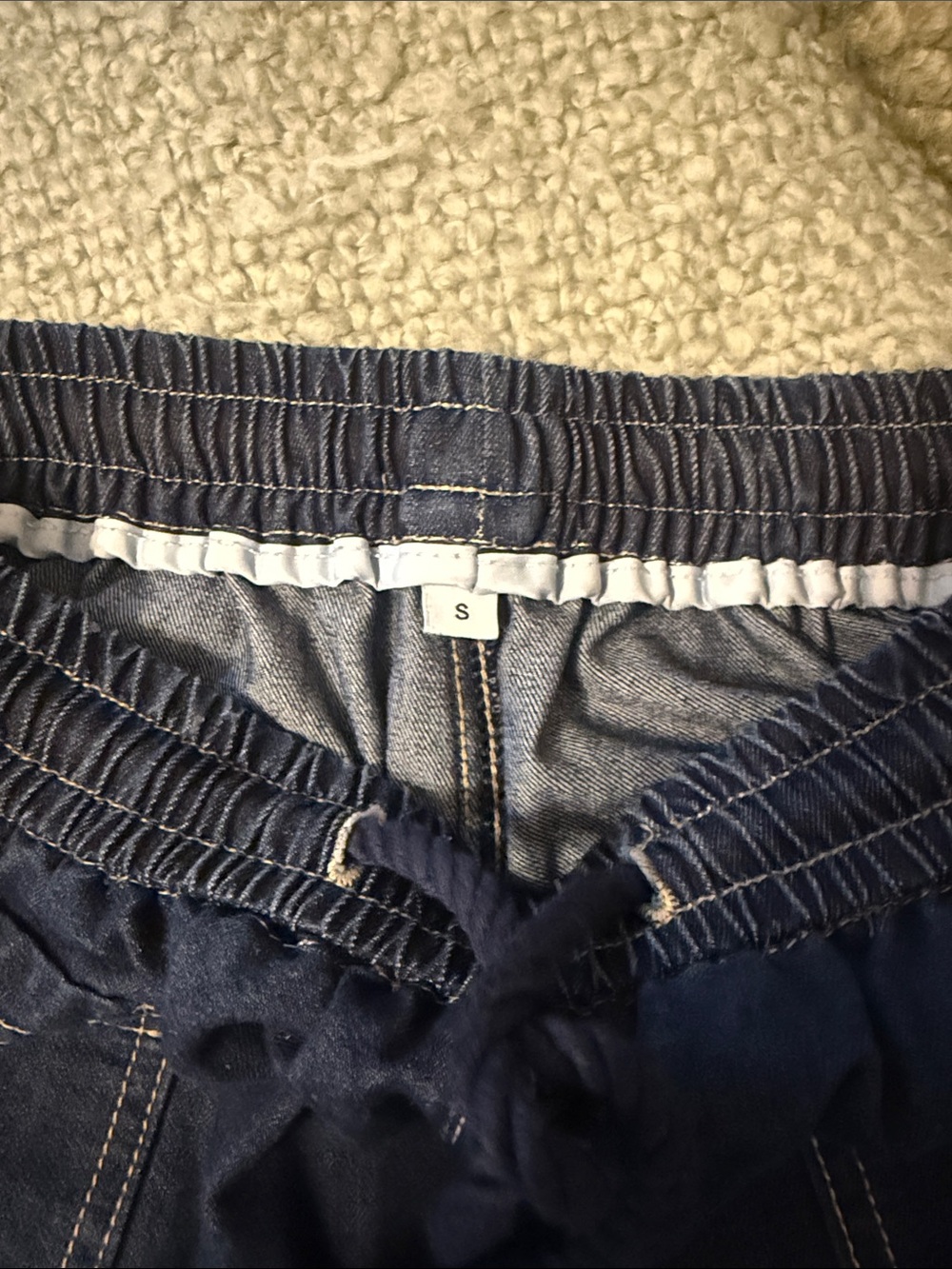 Waist Navy Jogger Bottoms - Small